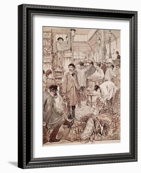 Wild Game Auction at Les Halles, Paris, France, 19th Century-null-Framed Giclee Print
