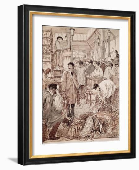 Wild Game Auction at Les Halles, Paris, France, 19th Century-null-Framed Giclee Print