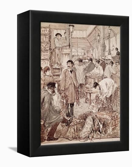 Wild Game Auction at Les Halles, Paris, France, 19th Century-null-Framed Premier Image Canvas