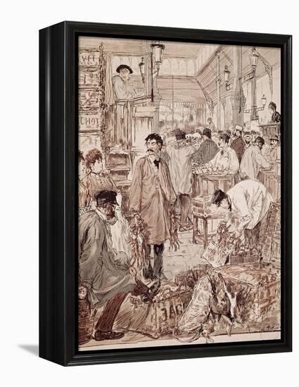 Wild Game Auction at Les Halles, Paris, France, 19th Century-null-Framed Premier Image Canvas