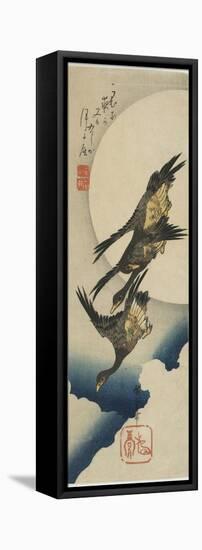 Wild Geese across the Moon, 1834-1839-Utagawa Hiroshige-Framed Premier Image Canvas