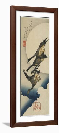 Wild Geese across the Moon, 1834-1839-Utagawa Hiroshige-Framed Giclee Print