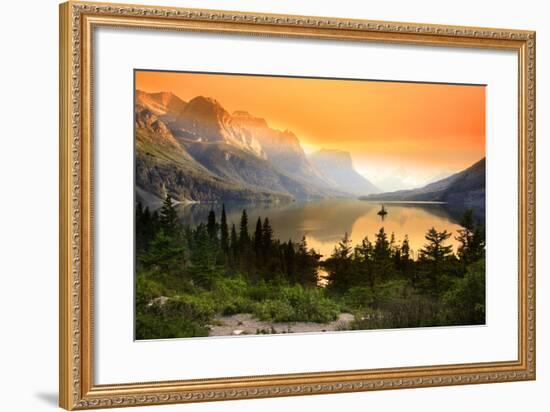 Wild Goose Island in Glacier National Park-SNEHITDESIGN-Framed Photographic Print