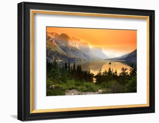 Wild Goose Island in Glacier National Park-SNEHITDESIGN-Framed Photographic Print