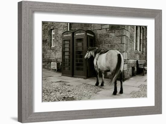 Wild Horse Standing Next To Two Phone Boxes-Fay Godwin-Framed Giclee Print