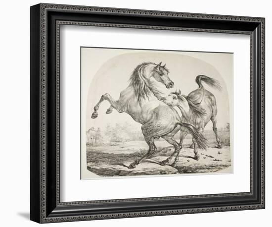 Wild Horses Fighting, C.1820-Antoine Charles Horace Vernet-Framed Giclee Print