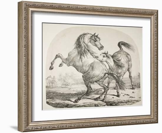 Wild Horses Fighting, C.1820-Antoine Charles Horace Vernet-Framed Giclee Print