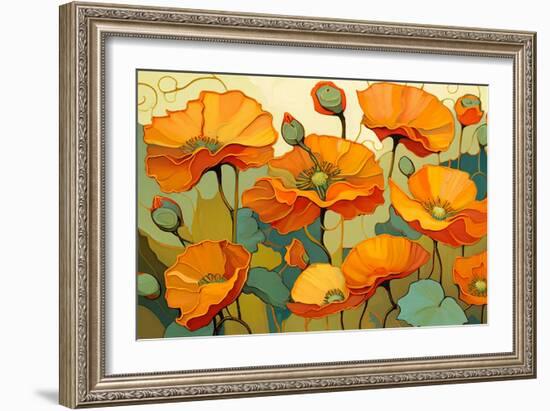 Wild Orange Poppies-Avril Anouilh-Framed Art Print