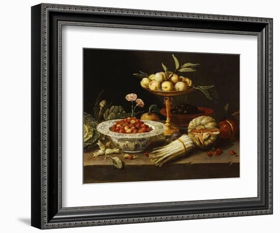 Wild Strawberries and Two Pinks in a "Wanli Kraak Porselein" Bowl-Jan Van Kessel-Framed Giclee Print