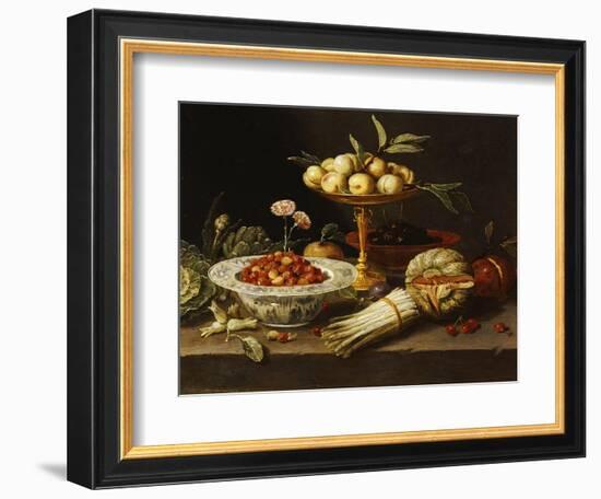 Wild Strawberries and Two Pinks in a "Wanli Kraak Porselein" Bowl-Jan Van Kessel-Framed Giclee Print