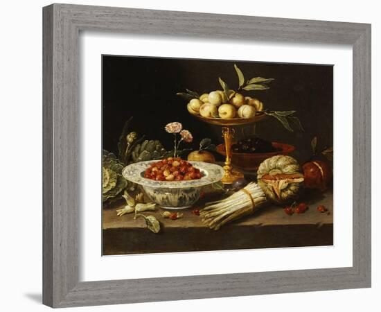 Wild Strawberries and Two Pinks in a "Wanli Kraak Porselein" Bowl-Jan Van Kessel-Framed Giclee Print