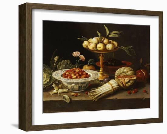Wild Strawberries and Two Pinks in a "Wanli Kraak Porselein" Bowl-Jan Van Kessel-Framed Giclee Print
