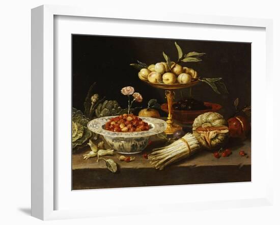 Wild Strawberries and Two Pinks in a "Wanli Kraak Porselein" Bowl-Jan Van Kessel-Framed Giclee Print