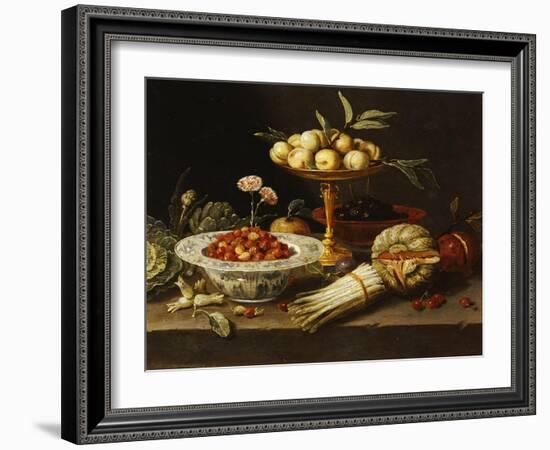 Wild Strawberries and Two Pinks in a "Wanli Kraak Porselein" Bowl-Jan Van Kessel-Framed Giclee Print