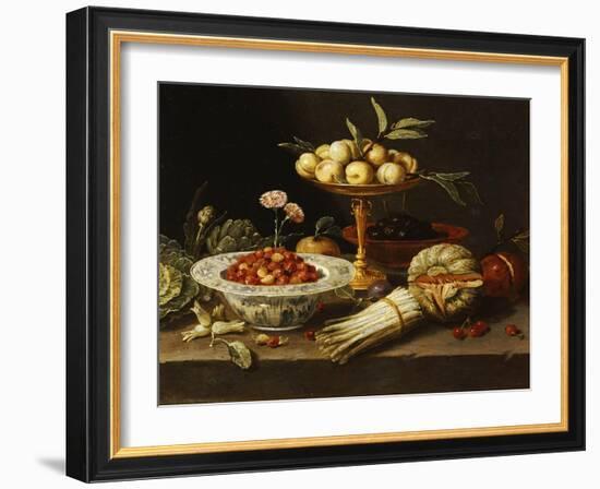Wild Strawberries and Two Pinks in a "Wanli Kraak Porselein" Bowl-Jan Van Kessel-Framed Giclee Print
