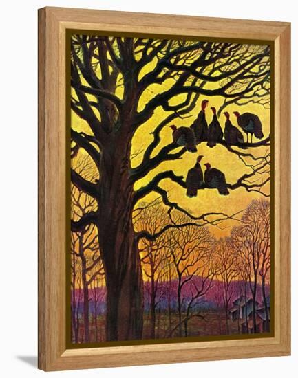 "Wild Turkeys Roosting,"November 1, 1938-Paul Bransom-Framed Premier Image Canvas