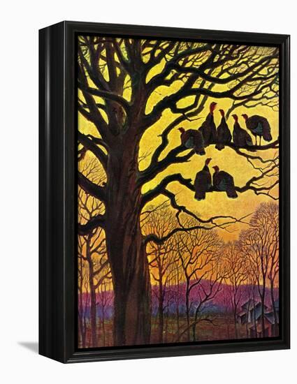 "Wild Turkeys Roosting,"November 1, 1938-Paul Bransom-Framed Premier Image Canvas