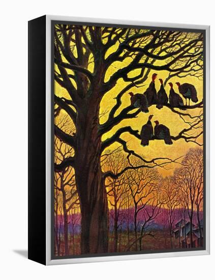 "Wild Turkeys Roosting,"November 1, 1938-Paul Bransom-Framed Premier Image Canvas