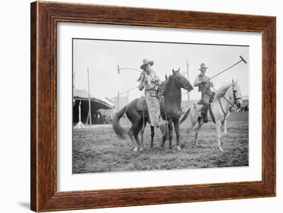 Wild West Polo Played By Cowboys on Horses at Coney Island-null-Framed Art Print