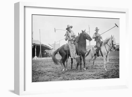 Wild West Polo Played By Cowboys on Horses at Coney Island-null-Framed Art Print