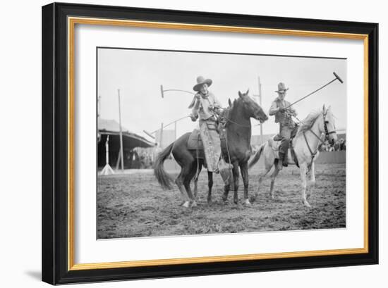 Wild West Polo Played By Cowboys on Horses at Coney Island-null-Framed Art Print