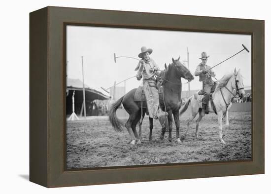 Wild West Polo Played By Cowboys on Horses at Coney Island-null-Framed Stretched Canvas