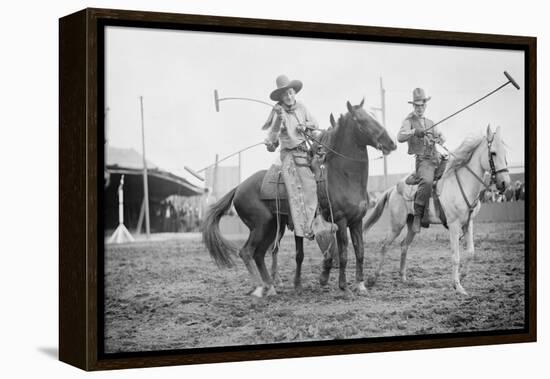 Wild West Polo Played By Cowboys on Horses at Coney Island-null-Framed Stretched Canvas