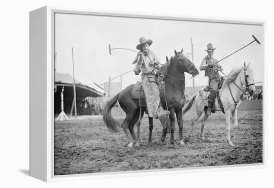 Wild West Polo Played By Cowboys on Horses at Coney Island-null-Framed Stretched Canvas