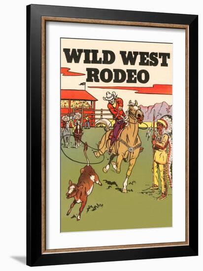 Wild West Rodeo, Calf Roping-null-Framed Art Print