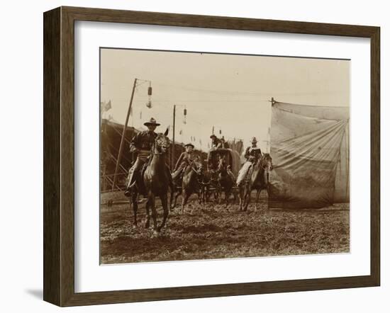 Wild West Show Stagecoach Scene-null-Framed Art Print