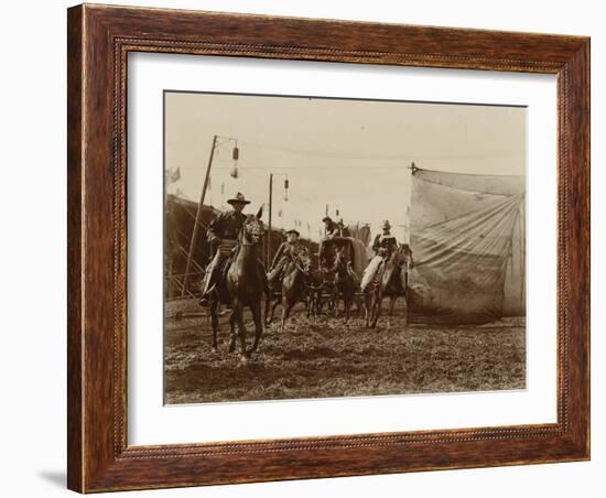 Wild West Show Stagecoach Scene-null-Framed Art Print