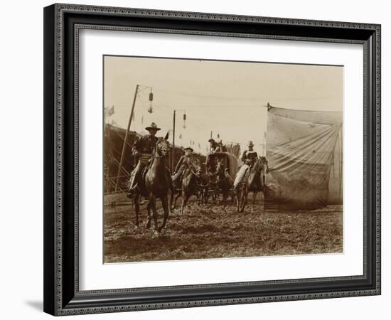 Wild West Show Stagecoach Scene-null-Framed Art Print