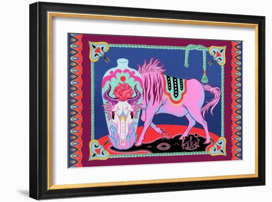 Wildebeest and Vase, 2021 (Acrylic on Panel)-Tsz Kam-Framed Giclee Print