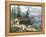Wilderness Log Cabin of Pioneers Who Travel by River-null-Framed Premier Image Canvas