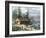 Wilderness Log Cabin of Pioneers Who Travel by River-null-Framed Giclee Print