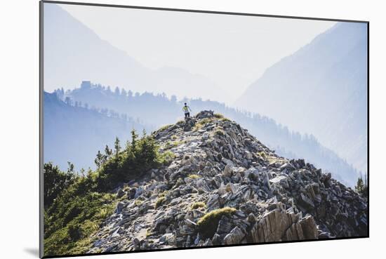 Wildfire Smoke Across Backdrop, Jacki Arevalo Rikes (Run/Hikes) Brighton Ridge, Wasatch Ridge, Utah-Louis Arevalo-Mounted Photographic Print