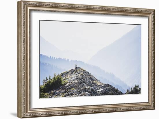 Wildfire Smoke Across Backdrop, Jacki Arevalo Rikes (Run/Hikes) Brighton Ridge, Wasatch Ridge, Utah-Louis Arevalo-Framed Photographic Print