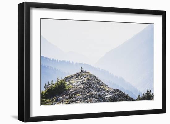 Wildfire Smoke Across Backdrop, Jacki Arevalo Rikes (Run/Hikes) Brighton Ridge, Wasatch Ridge, Utah-Louis Arevalo-Framed Photographic Print