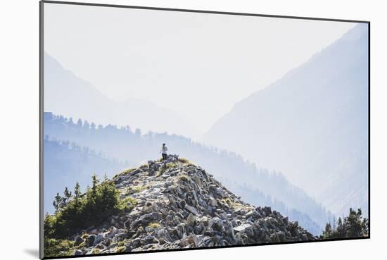 Wildfire Smoke Across Backdrop, Jacki Arevalo Rikes (Run/Hikes) Brighton Ridge, Wasatch Ridge, Utah-Louis Arevalo-Mounted Photographic Print