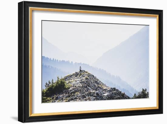 Wildfire Smoke Across Backdrop, Jacki Arevalo Rikes (Run/Hikes) Brighton Ridge, Wasatch Ridge, Utah-Louis Arevalo-Framed Photographic Print