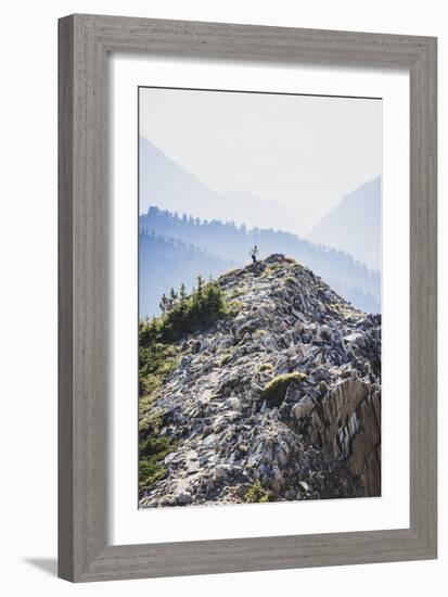 Wildfire Smoke Across Backdrop, Jacki Arevalo Rikes (Run/Hikes) Brighton Ridge, Wasatch Ridge, Utah-Louis Arevalo-Framed Photographic Print