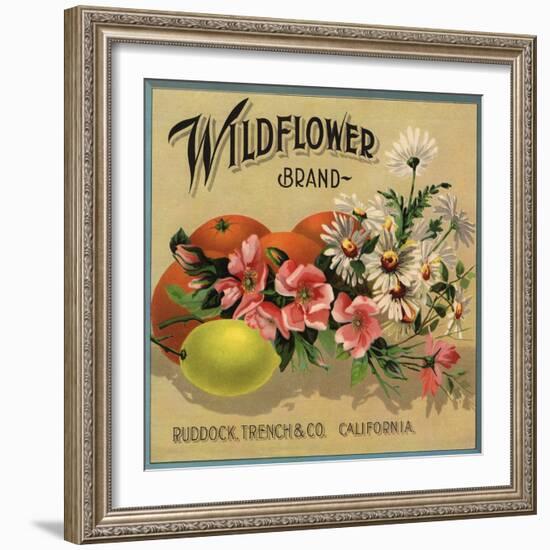 Wildflower Brand - Ruddock, California - Citrus Crate Label-Lantern Press-Framed Art Print