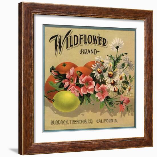 Wildflower Brand - Ruddock, California - Citrus Crate Label-Lantern Press-Framed Art Print