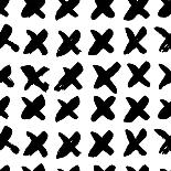 The Seamless Black and White Pattern with Crosses. the Creative Monochrome Hand Drawn Background Fo-wildfloweret-Art Print