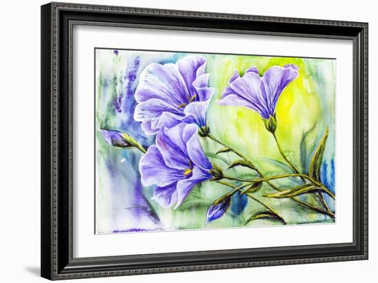 Wildflowers. Watercolor Painting-Valenty-Framed Art Print