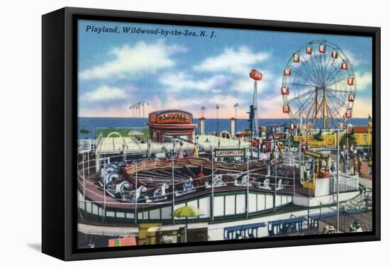 Wildwood-by-the-Sea, New Jersey - View of Playland Amusement Park-Lantern Press-Framed Stretched Canvas