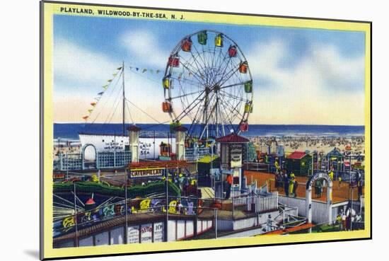 Wildwood-by-the-Sea, New Jersey - View of Playland, Ferris Wheel-Lantern Press-Mounted Art Print