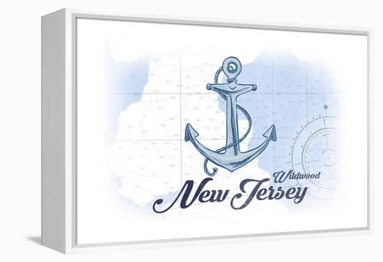 Wildwood, New Jersey - Anchor - Blue - Coastal Icon-Lantern Press-Framed Stretched Canvas