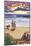 Wildwood, New Jersey - Beach and Sunset-Lantern Press-Mounted Art Print