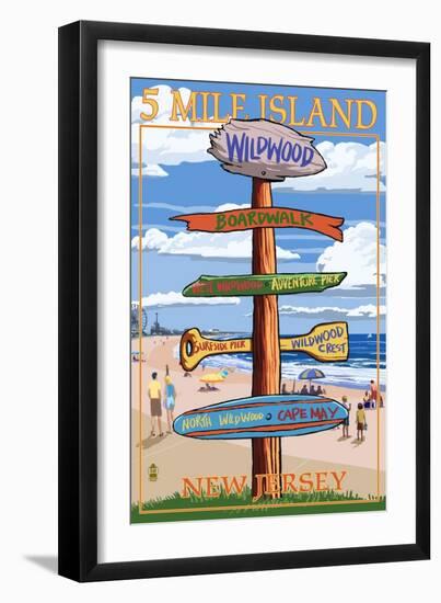 Wildwood, New Jersey - Destination Sign-Lantern Press-Framed Art Print